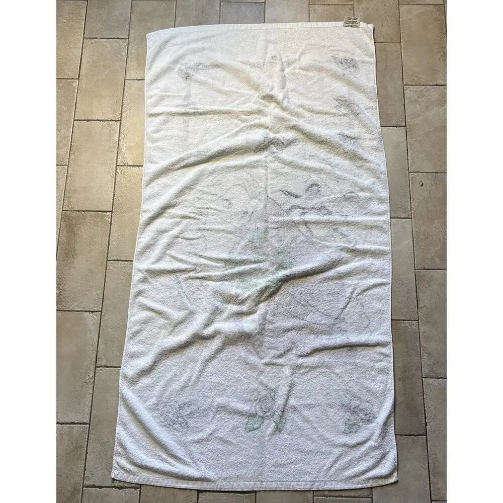 Vtg 90s Disney Beauty and the Beast Beach Towel Franco Belle Beast Rare Kidcore